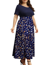 FOLUNSI Women Plus Size Dresses Short Sleeve Loose Ribbed Casual Long Maxi Dresses with Pockets M-4X