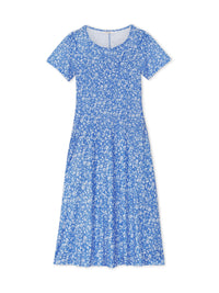 Fantaslook Summer Dresses for Women Casual Short Sleeve Pleated Dress Flowy Floral Dress with Pockets Flare Midi Sundress