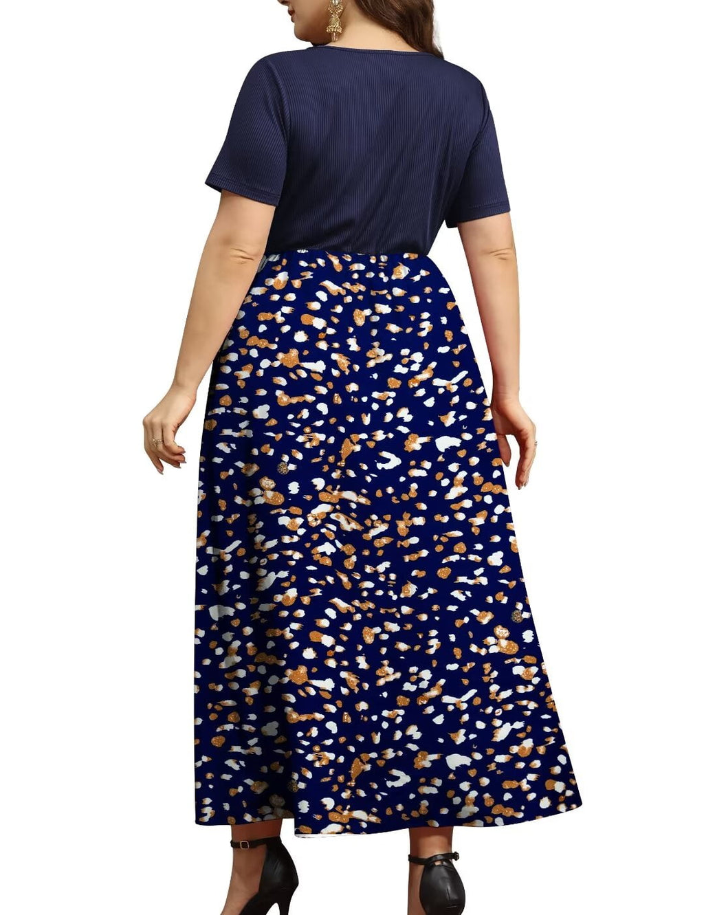 FOLUNSI Women Plus Size Dresses Short Sleeve Loose Ribbed Casual Long Maxi Dresses with Pockets M-4X