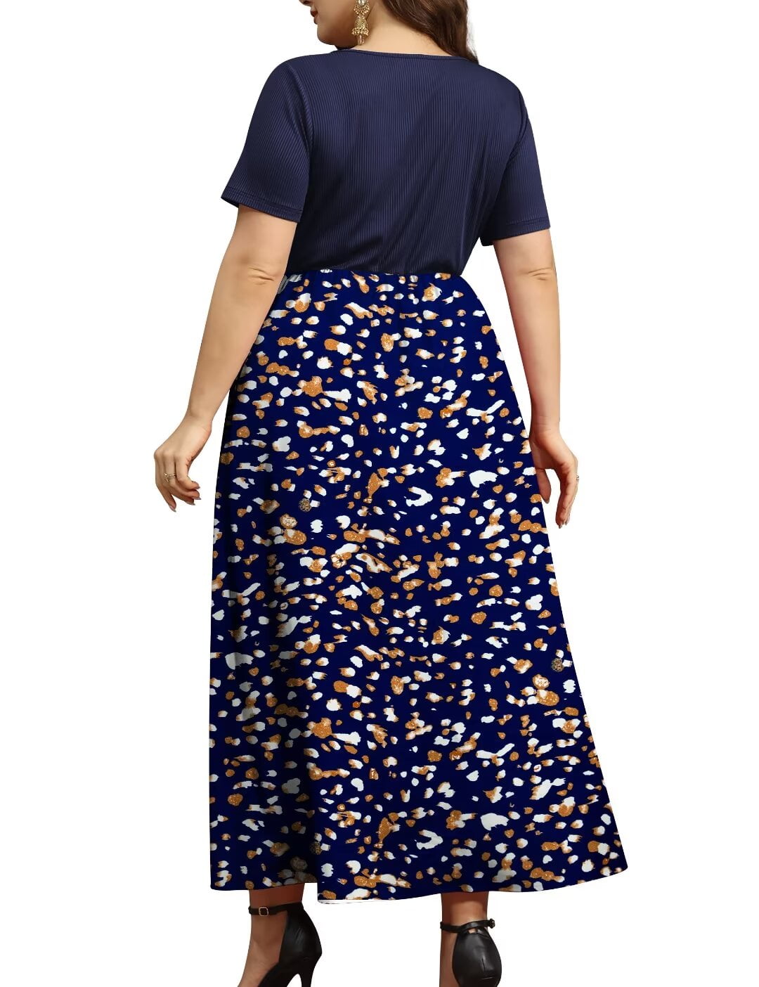 FOLUNSI Women Plus Size Dresses Short Sleeve Loose Ribbed Casual Long Maxi Dresses with Pockets M-4X
