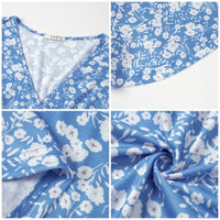 UVN Summer Dresses for Women Short Sleeve V Neck A-Line Midi Dress Boho Beach Floral Print Sundress