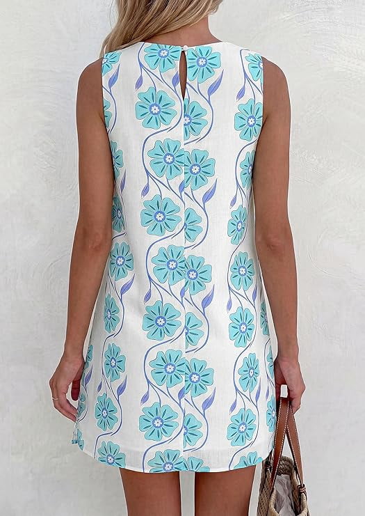 PRETTYGARDEN Sundresses for Women Summer Elegant Floral A Line Short Party Dress Beach Vacation Clothes