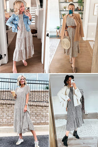 Fantaslook Dresses for Women Summer Casual Boho Dress Floral Print Ruffle Sleeve Midi Beach Dresses