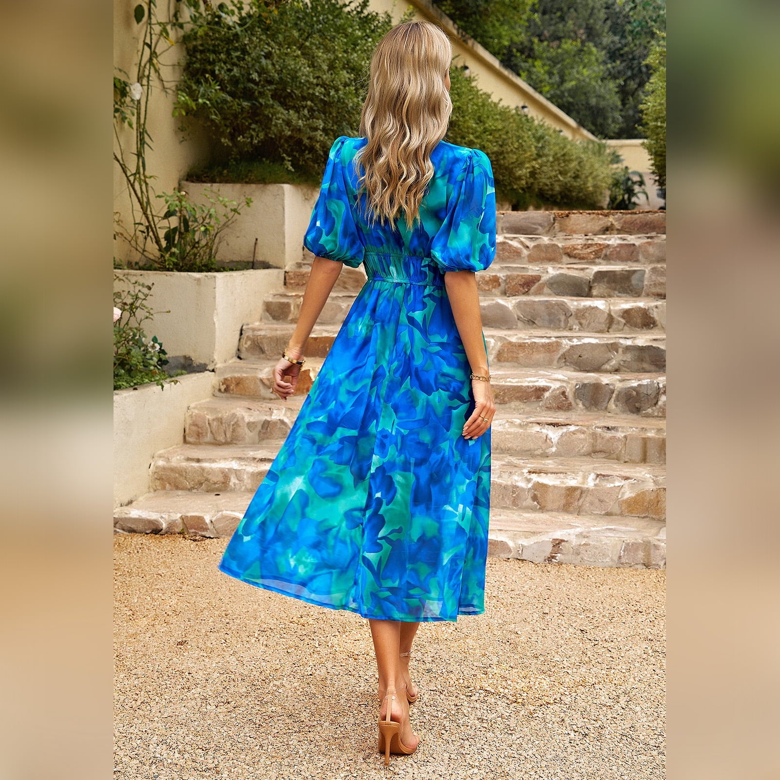 IDOPIP Womens Summer Short Sleeve V Neck Wrap Maxi Dress Casual Boho Floral Wedding Guest Dresses