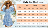 UVN Summer Dresses for Women Short Sleeve V Neck A-Line Midi Dress Boho Beach Floral Print Sundress