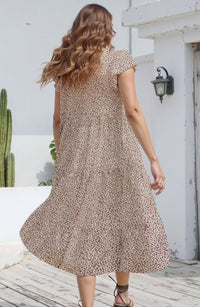 Fantaslook Dresses for Women Summer Casual Boho Dress Floral Print Ruffle Sleeve Midi Beach Dresses